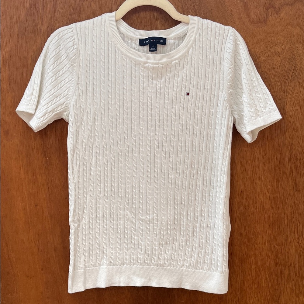 Tommy Hilfiger Ivory Cable Knit Tee Small